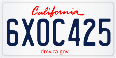 CA license plate 6XOC425