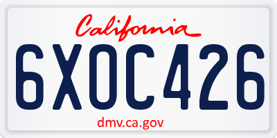 CA license plate 6XOC426