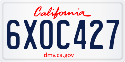 CA license plate 6XOC427