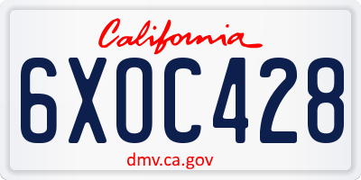 CA license plate 6XOC428