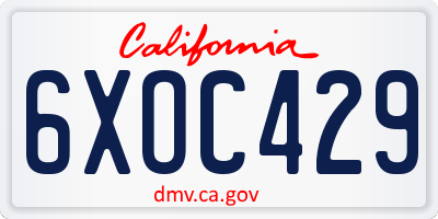CA license plate 6XOC429