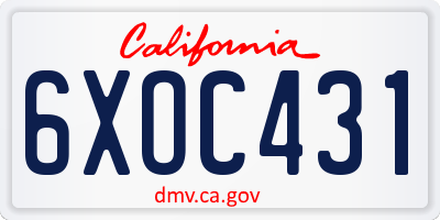 CA license plate 6XOC431