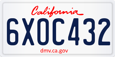 CA license plate 6XOC432