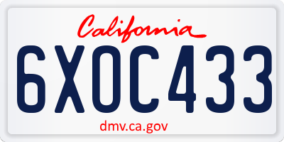 CA license plate 6XOC433