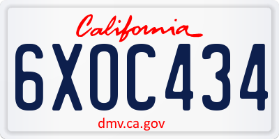 CA license plate 6XOC434