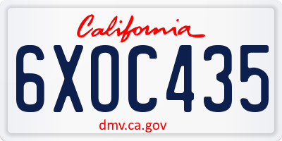 CA license plate 6XOC435