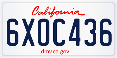 CA license plate 6XOC436