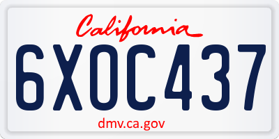 CA license plate 6XOC437