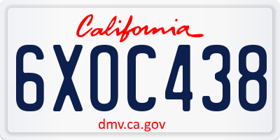 CA license plate 6XOC438