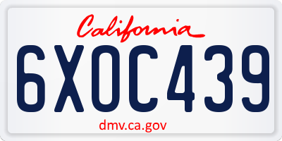 CA license plate 6XOC439