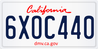 CA license plate 6XOC440