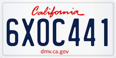 CA license plate 6XOC441