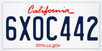CA license plate 6XOC442