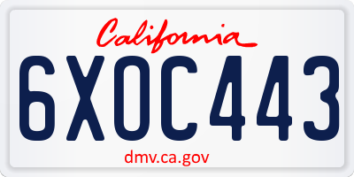 CA license plate 6XOC443
