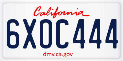 CA license plate 6XOC444