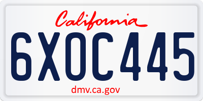 CA license plate 6XOC445