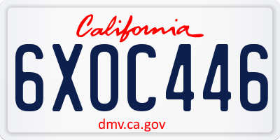CA license plate 6XOC446