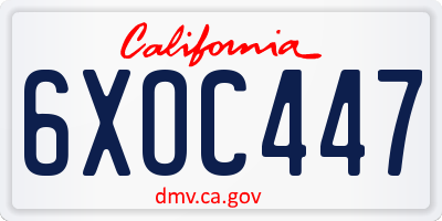 CA license plate 6XOC447