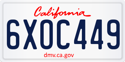 CA license plate 6XOC449