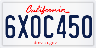 CA license plate 6XOC450