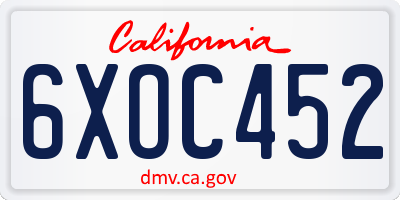 CA license plate 6XOC452