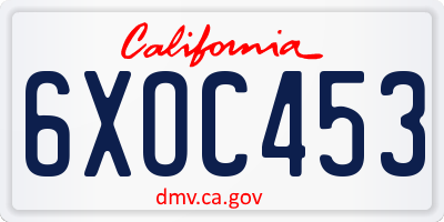 CA license plate 6XOC453