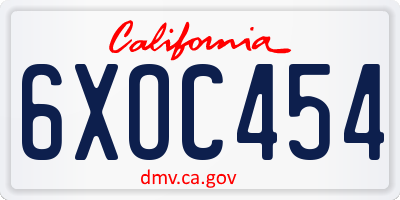 CA license plate 6XOC454