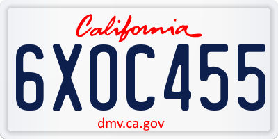 CA license plate 6XOC455
