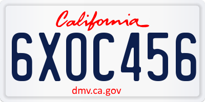 CA license plate 6XOC456