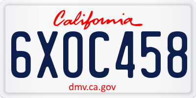 CA license plate 6XOC458