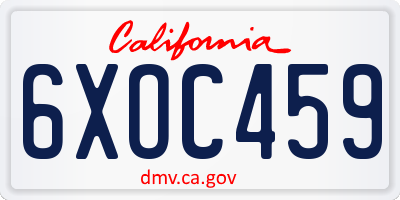 CA license plate 6XOC459