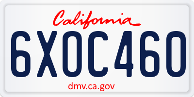 CA license plate 6XOC460