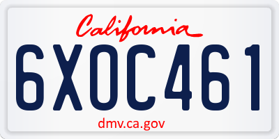 CA license plate 6XOC461