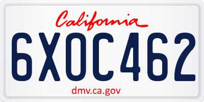 CA license plate 6XOC462