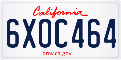 CA license plate 6XOC464