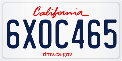CA license plate 6XOC465