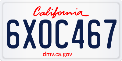CA license plate 6XOC467