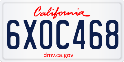 CA license plate 6XOC468