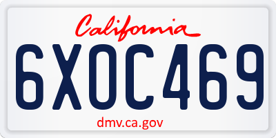 CA license plate 6XOC469