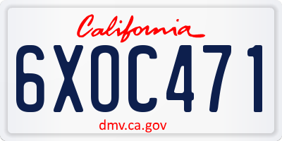 CA license plate 6XOC471