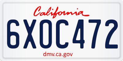 CA license plate 6XOC472