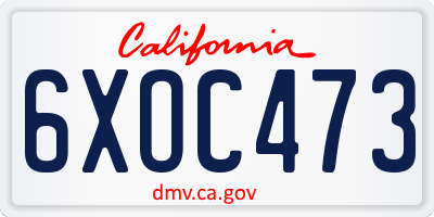 CA license plate 6XOC473