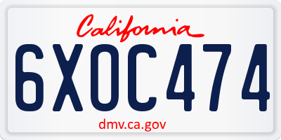 CA license plate 6XOC474