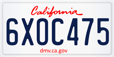 CA license plate 6XOC475