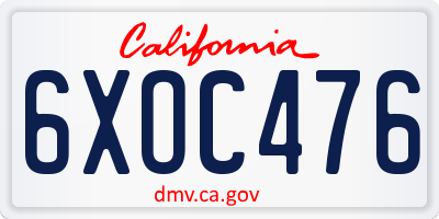 CA license plate 6XOC476