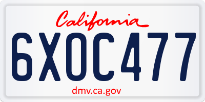 CA license plate 6XOC477