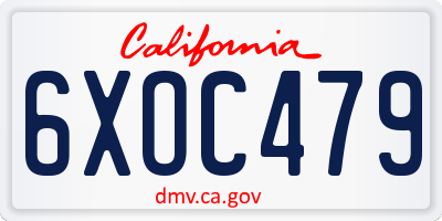 CA license plate 6XOC479