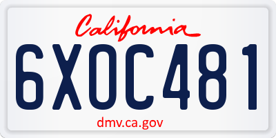 CA license plate 6XOC481