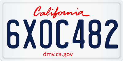 CA license plate 6XOC482