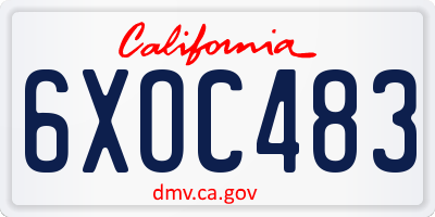 CA license plate 6XOC483